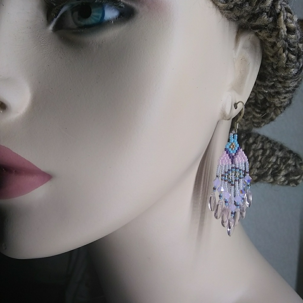 JRW Handmade Pink Swarovski Beaded Earrings - Picture 4 of 7